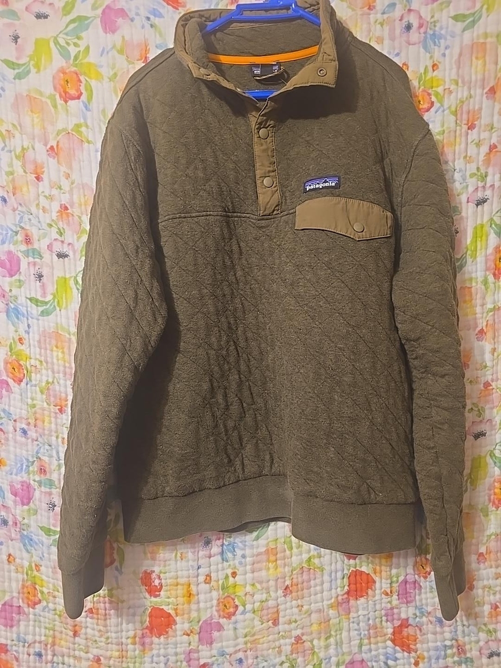 Patagonia Quilted Snap Pullover Jacket - Olive Green